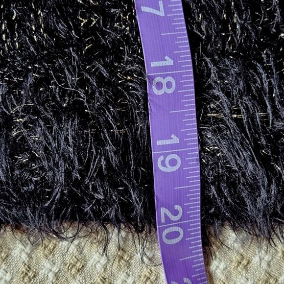 INC International Concepts Black & Gold Eyelash Knit Short Sleeve Knit Sweater - Picture 7 of 7